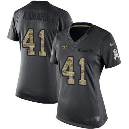 Nike New Orleans Saints #41 Alvin Kamara Black Women's Stitched NFL Limited 2016 Salute to Service Jersey