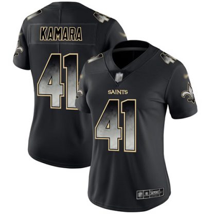 Nike New Orleans Saints #41 Alvin Kamara Black Women's Stitched NFL Vapor Untouchable Limited Smoke Fashion Jersey