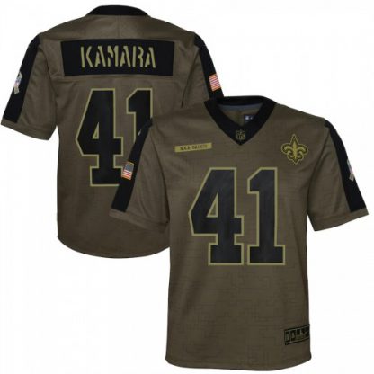 New Orleans New Orleans Saints #41 Alvin Kamara Olive Nike Youth 2021 Salute To Service Game Jersey