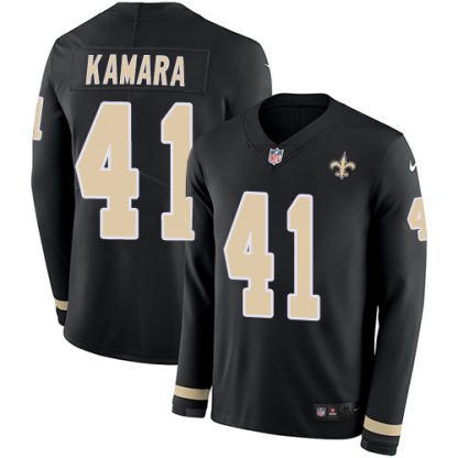 Nike New Orleans Saints #41 Alvin Kamara Black Team Color Youth Stitched NFL Limited Therma Long Sleeve Jersey
