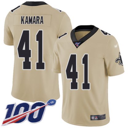 Nike New Orleans Saints #41 Alvin Kamara Gold Youth Stitched NFL Limited Inverted Legend 100th Season Jersey