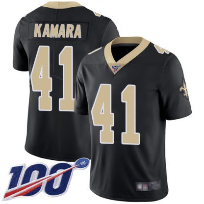 Nike New Orleans Saints #41 Alvin Kamara Black Team Color Youth Stitched NFL 100th Season Vapor Limited Jersey