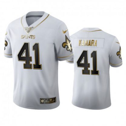 New Orleans New Orleans Saints #41 Alvin Kamara Men's Nike White Golden Edition Vapor Limited NFL 100 Jersey