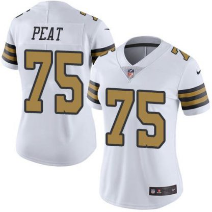 Nike New Orleans Saints #75 Andrus Peat White Women's Stitched NFL Limited Rush Jersey