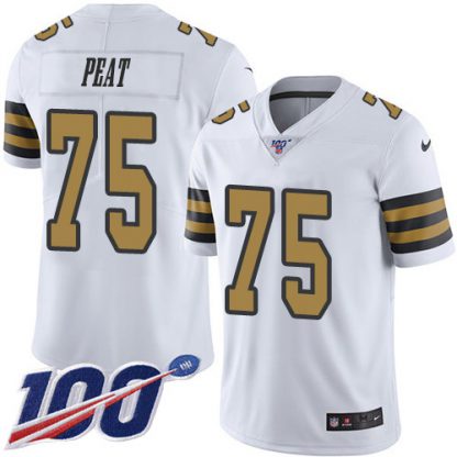 Nike New Orleans Saints #75 Andrus Peat White Youth Stitched NFL Limited Rush 100th Season Jersey