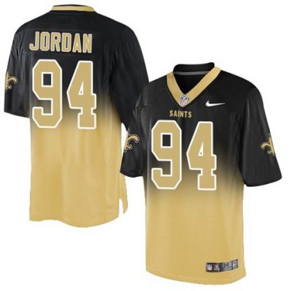 Nike New Orleans Saints #94 Cameron Jordan Black/Gold Men's Stitched NFL Elite Fadeaway Fashion Jersey