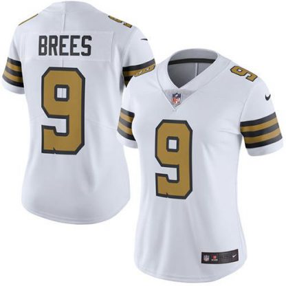 Nike New Orleans Saints #9 Drew Brees White Women's Stitched NFL Limited Rush Jersey