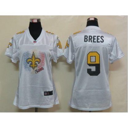 Nike New Orleans Saints #9 Drew Brees White Women's Fem Fan NFL Game Jersey