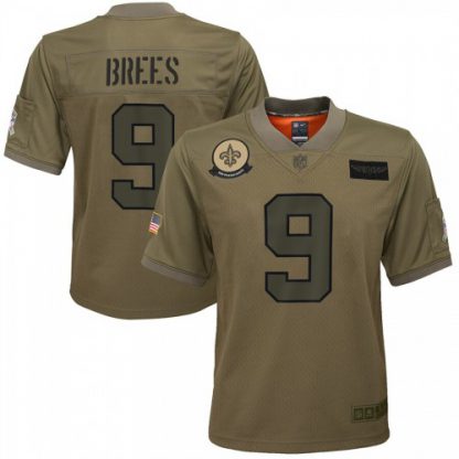 Youth New Orleans New Orleans Saints #9 Drew Brees Nike Camo 2019 Salute to Service Game Jersey