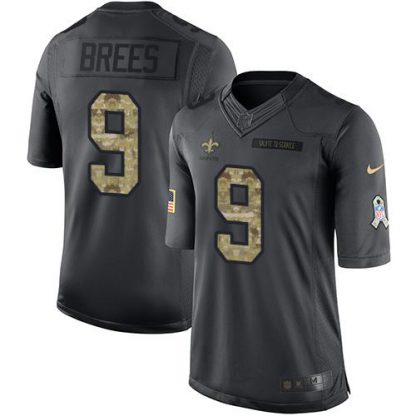 Nike New Orleans Saints #9 Drew Brees Black Youth Stitched NFL Limited 2016 Salute to Service Jersey