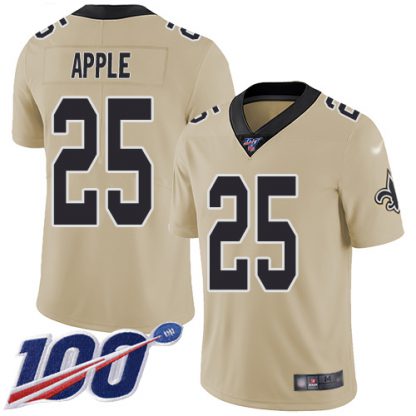 Nike New Orleans Saints #25 Eli Apple Gold Men's Stitched NFL Limited Inverted Legend 100th Season Jersey