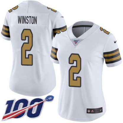 Nike New Orleans Saints #2 Jameis Winston White Women's Stitched NFL Limited Rush 100th Season Jersey