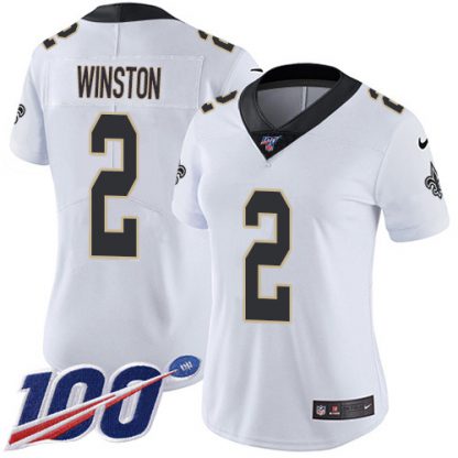 Nike New Orleans Saints #2 Jameis Winston White Women's Stitched NFL 100th Season Vapor Untouchable Limited Jersey