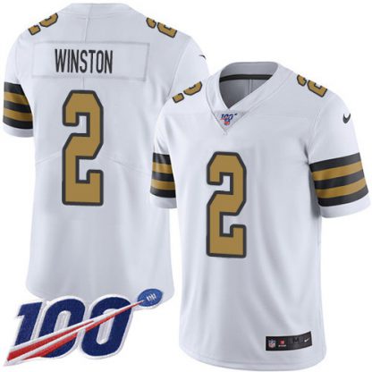 Nike New Orleans Saints #2 Jameis Winston White Youth Stitched NFL Limited Rush 100th Season Jersey