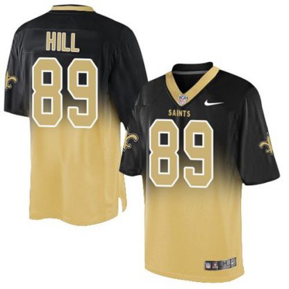 Nike New Orleans Saints #89 Josh Hill Black/Gold Men's Stitched NFL Elite Fadeaway Fashion Jersey