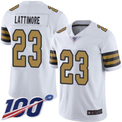 Nike New Orleans Saints #23 Marshon Lattimore White Men's Stitched NFL Limited Rush 100th Season Jersey