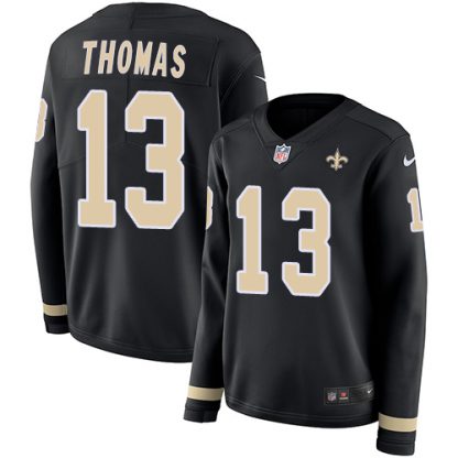 Nike New Orleans Saints #13 Michael Thomas Black Team Color Women's Stitched NFL Limited Therma Long Sleeve Jersey