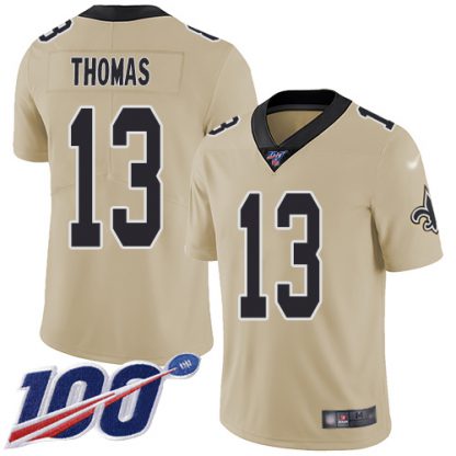 Nike New Orleans Saints #13 Michael Thomas Gold Men's Stitched NFL Limited Inverted Legend 100th Season Jersey
