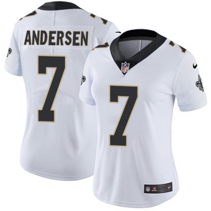 Nike New Orleans Saints #7 Morten Andersen White Women's Stitched NFL Vapor Untouchable Limited Jersey