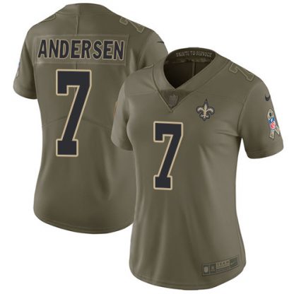 Nike New Orleans Saints #7 Morten Andersen Olive Women's Stitched NFL Limited 2017 Salute to Service Jersey
