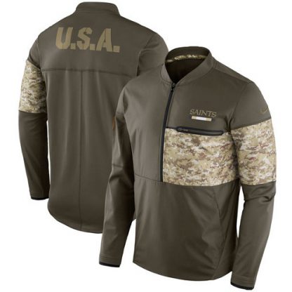 Men's New Orleans New Orleans Saints Nike Olive Salute to Service Sideline Hybrid Half-Zip Pullover Jacket