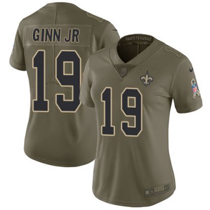Nike New Orleans Saints #19 Ted Ginn Jr Olive Women's Stitched NFL Limited 2017 Salute to Service Jersey