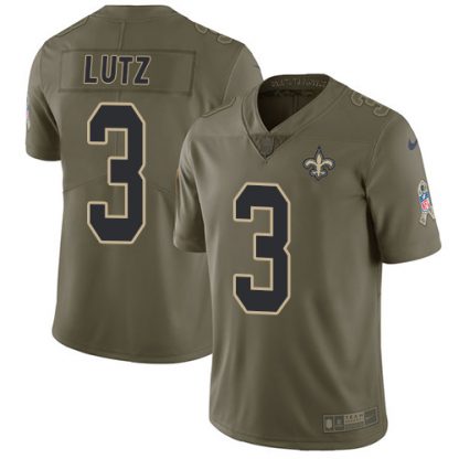 Nike New Orleans Saints #3 Wil Lutz Olive Men's Stitched NFL Limited 2017 Salute To Service Jersey