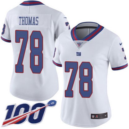 Nike New York Giants #78 Andrew Thomas White Women's Stitched NFL Limited Rush 100th Season Jersey
