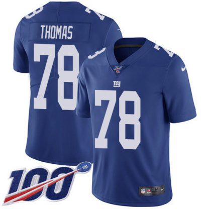Nike New York Giants #78 Andrew Thomas Royal Blue Team Color Youth Stitched NFL 100th Season Vapor Untouchable Limited Jersey