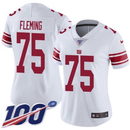 Nike New York Giants #75 Cameron Fleming White Women's Stitched NFL 100th Season Vapor Untouchable Limited Jersey