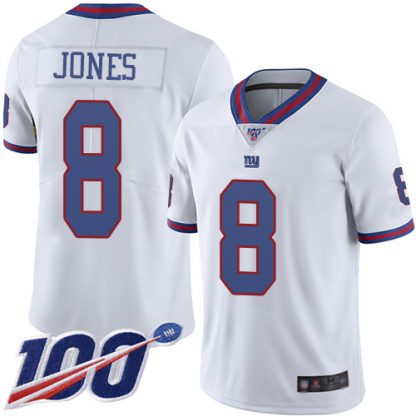 Nike New York Giants #8 Daniel Jones White Youth Stitched NFL Limited Rush 100th Season Jersey