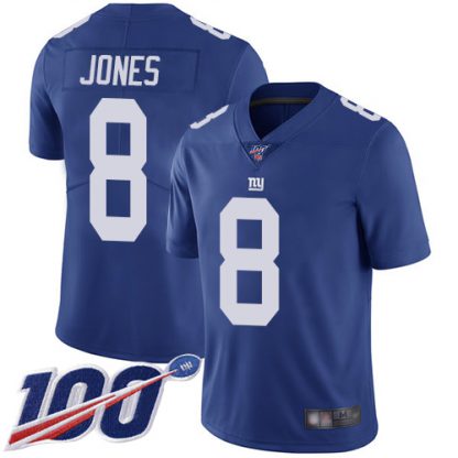 Nike New York Giants #8 Daniel Jones Royal Blue Team Color Youth Stitched NFL 100th Season Vapor Limited Jersey