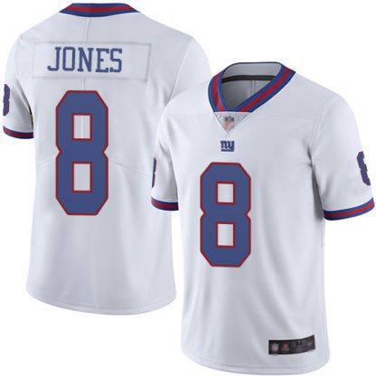 Nike New York Giants #8 Daniel Jones White Men's Stitched NFL Limited Rush Jersey