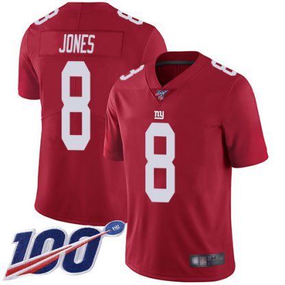 Nike New York Giants #8 Daniel Jones Red Men's Stitched NFL Limited Inverted Legend 100th Season Jersey