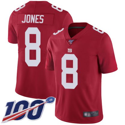 Nike New York Giants #8 Daniel Jones Red Alternate Men's Stitched NFL 100th Season Vapor Limited Jersey