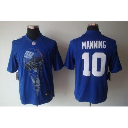 Nike New York Giants #10 Eli Manning Royal Blue Team Color Men's Stitched NFL Helmet Tri-Blend Limited Jersey