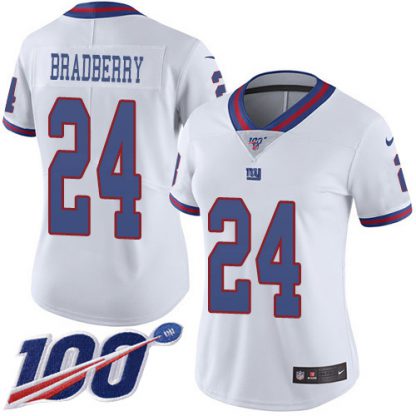 Nike New York Giants #24 James Bradberry White Women's Stitched NFL Limited Rush 100th Season Jersey