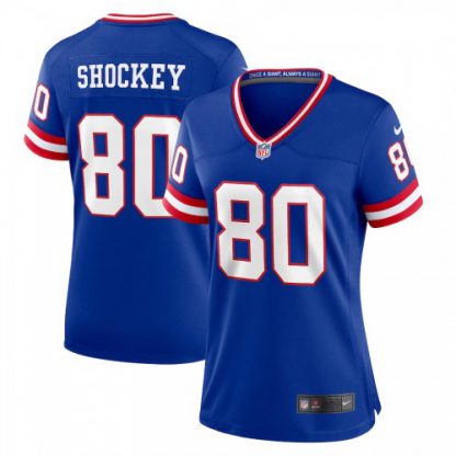 New York New York Giants #80 Jeremy Shockey Royal Women's Nike Classic Player Game Jersey