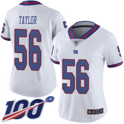 Nike New York Giants #56 Lawrence Taylor White Women's Stitched NFL Limited Rush 100th Season Jersey