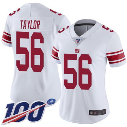 Nike New York Giants #56 Lawrence Taylor White Women's Stitched NFL 100th Season Vapor Limited Jersey