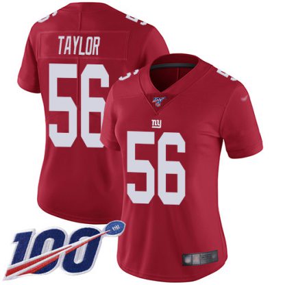 Nike New York Giants #56 Lawrence Taylor Red Alternate Women's Stitched NFL 100th Season Vapor Limited Jersey