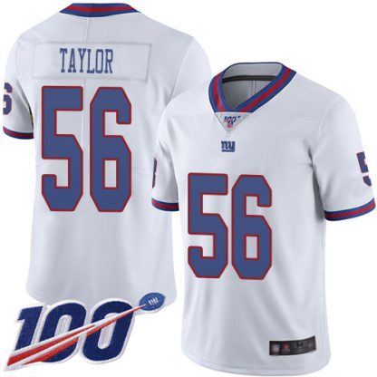 Nike New York Giants #56 Lawrence Taylor White Men's Stitched NFL Limited Rush 100th Season Jersey