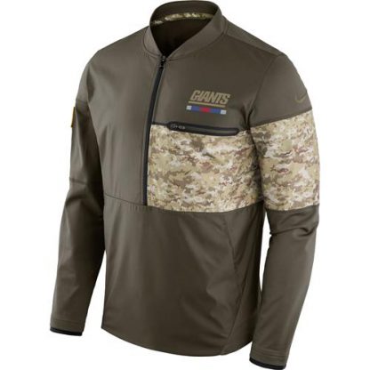 Men's New York New York Giants Nike Olive Salute to Service Sideline Hybrid Half-Zip Pullover Jacket