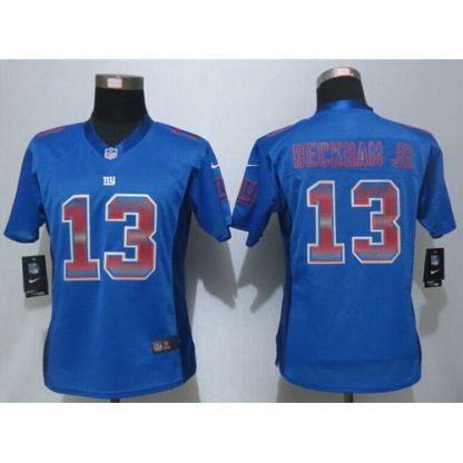 Nike New York Giants #13 Odell Beckham Jr Royal Blue Team Color Women's Stitched NFL Elite Strobe Jersey