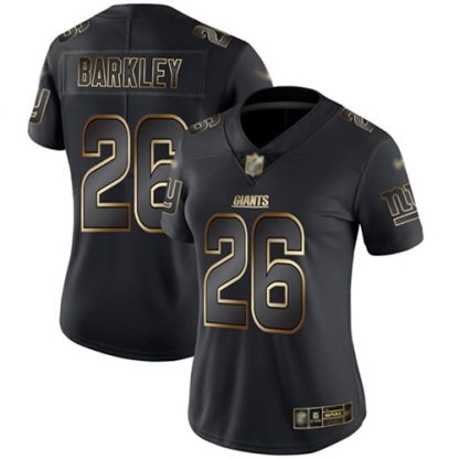 Nike New York Giants #26 Saquon Barkley Black/Gold Women's Stitched NFL Vapor Untouchable Limited Jersey