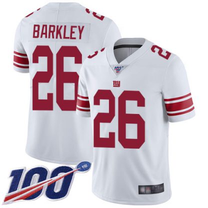 Nike New York Giants #26 Saquon Barkley White Youth Stitched NFL 100th Season Vapor Limited Jersey
