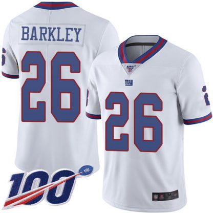 Nike New York Giants #26 Saquon Barkley White Youth Stitched NFL Limited Rush 100th Season Jersey