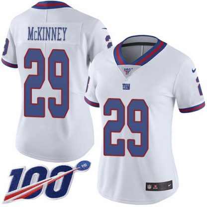 Nike New York Giants #29 Xavier McKinney White Women's Stitched NFL Limited Rush 100th Season Jersey