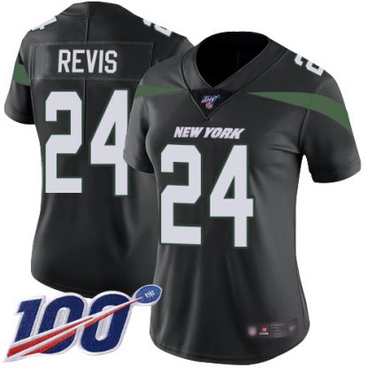 Nike New York Jets #24 Darrelle Revis Black Alternate Women's Stitched NFL 100th Season Vapor Limited Jersey
