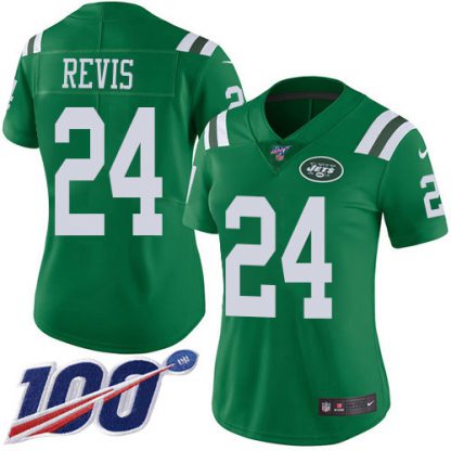 Nike New York Jets #24 Darrelle Revis Green Women's Stitched NFL Limited Rush 100th Season Jersey